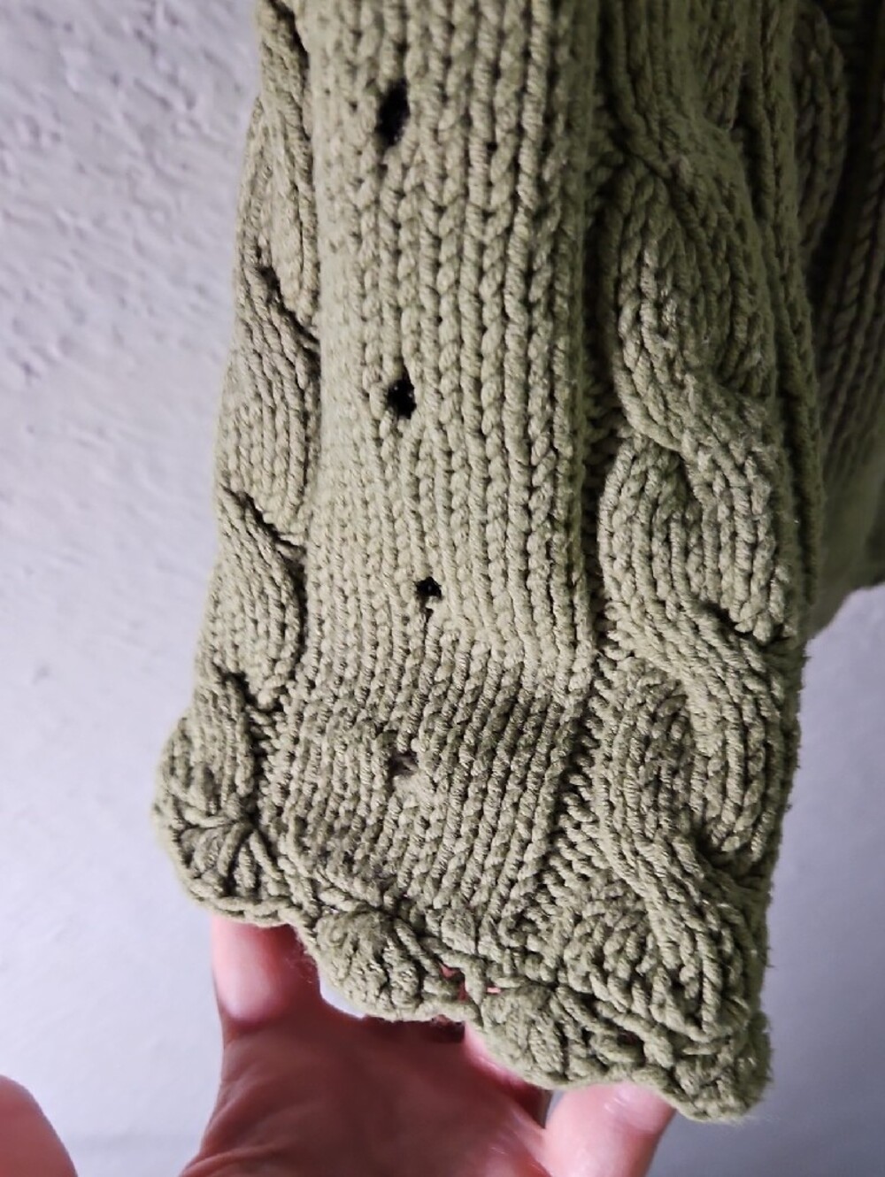 Jillian Jones Olive Green Cable Knit Cardigan Sweater L EUC - Picture 5 of 7